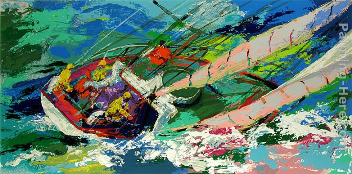 Yawl Sailing painting - Leroy Neiman Yawl Sailing art painting